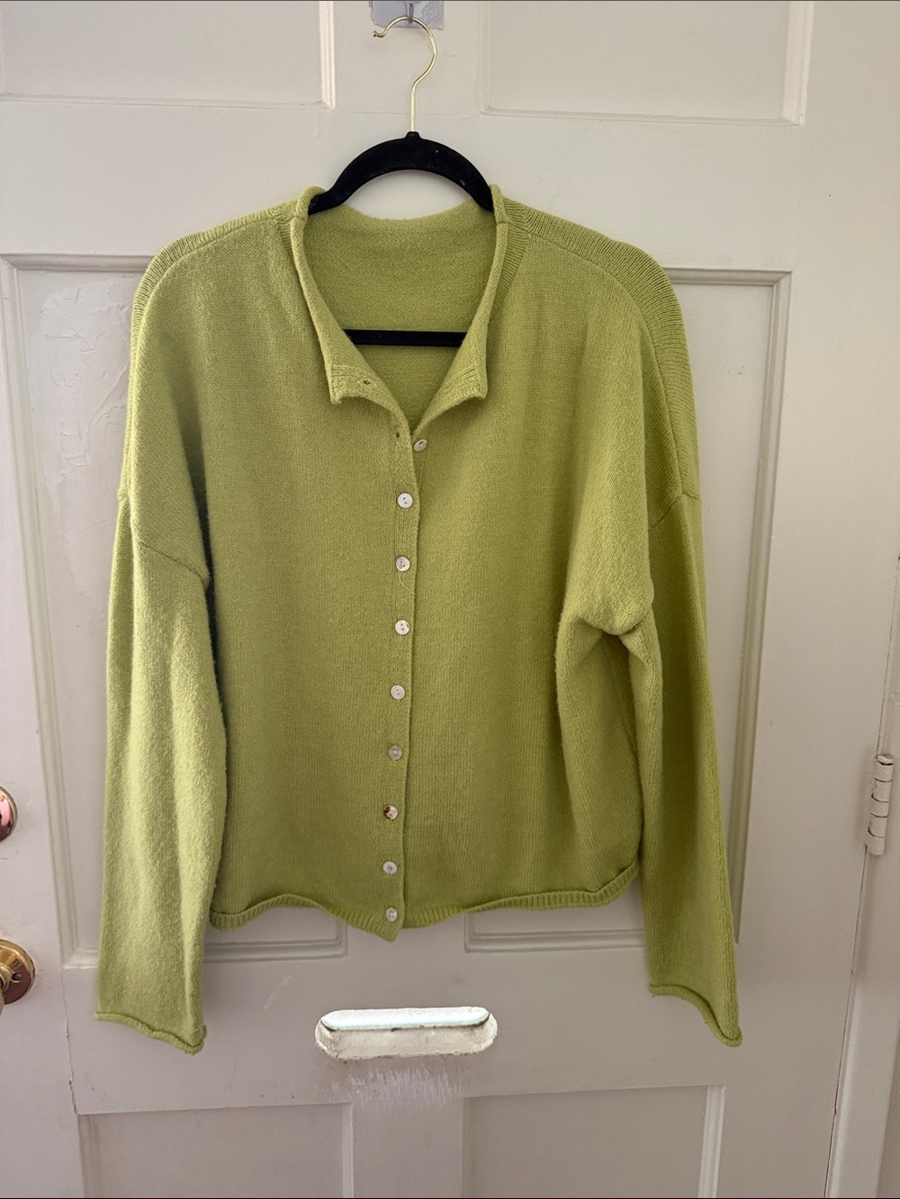 Y2K Light Green Button-Front Knit Cardigan